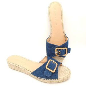 NEW Veronica Beard Apa Buckle Sandal Womens 9 Wedge Espadrille Denim Blue